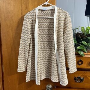 Vintage 70’s Sears Metallic Knit Gold and White Cardigan